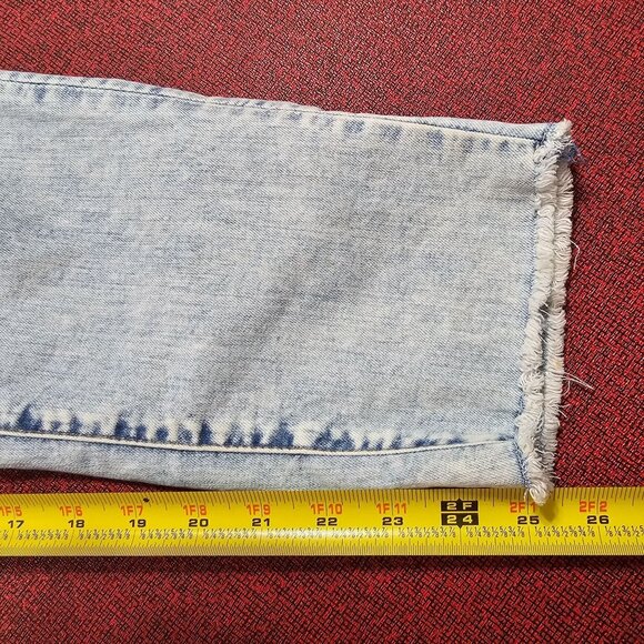 Sonoma Distressed Acid Wash Denim Overalls Girl 14 Lace Knee Patch Raw Hem Retro - Picture 7 of 9